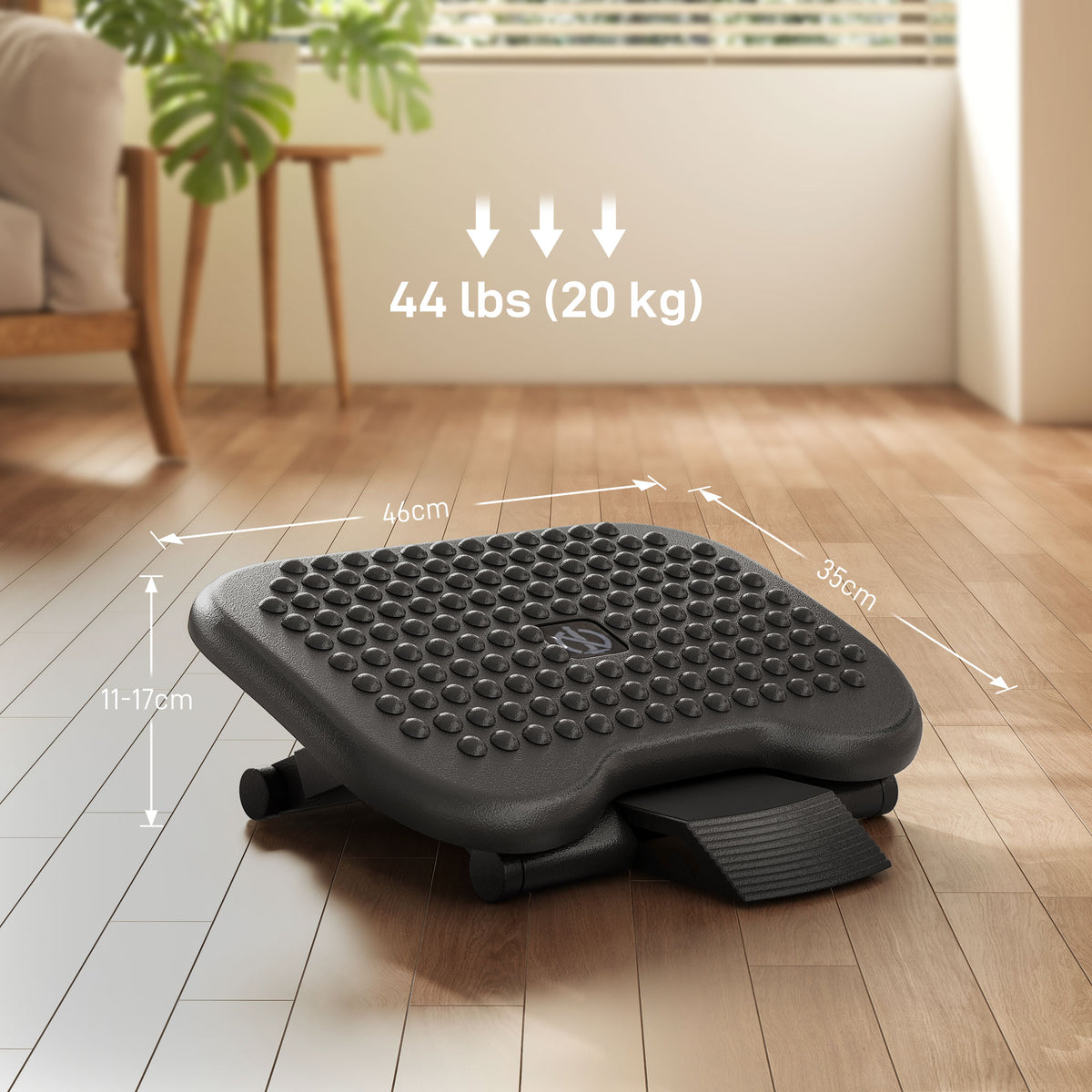 Repose-pieds ergonomique de bureau hauteur et inclinaison réglables 46 x 35 cm noir