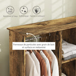 Armadio guardaroba mobile con 6 ruote, 120 x 40 x 128 cm, in legno marrone
