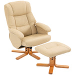 Fauteuil relax avec repose-pied fauteuil de relaxation pivotant 360° dossier inclinable charge 120 Kg beige