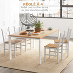 Set di 4 sedie dal design stile casa di campagna, struttura bianca – Perfette per sala da pranzo, cucina o soggiorno