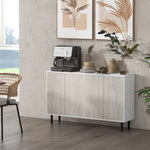 Aparador de cocina mueble de almacenaje 2 armarios con estantes ajustables, 121 x 37 x 75 cm, blanco y aspecto de madera gris