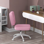 Chaise de bureau sans accoudoirs, fauteuil de bureau, hauteur réglable, pivotant 360°, 46 x 59 x 82-92 cm, rose