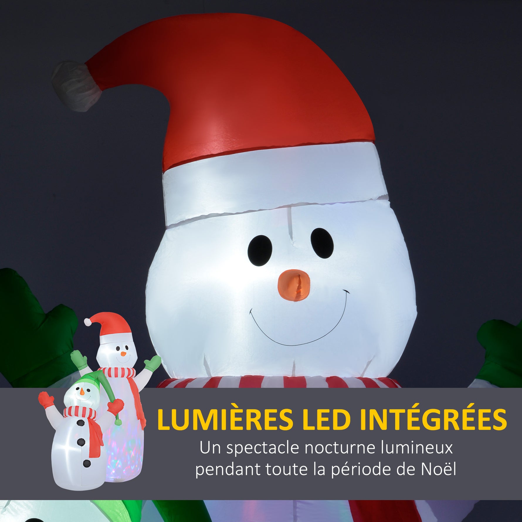 Bonhomme de neige gonflable de Noël, 240 cm, décoration gonflables de Noël avec lumières LED, blanc