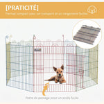 Enclos Pliant en Acier pour Chiens, Lapins, Rongeurs, Petits Animaux, Intérieur et Extérieur, 8 Panneaux avec Porte
