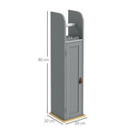 Meuble de salle de bain support papier toilette avec placard et étagères réglables 20 x 20 x 80 cm gris