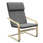 Fauteuil de salon, fauteuil chambre avec accoudoirs incurvés, coussin, tissu aspect lin, 65 x 79 x 98 cm, gris