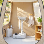 Évier de Camping Portable à Roues, Distributeur de Savon, Eau Froide Uniquement, Réservoir d'Eaux Usées NON Inclus, Gris
