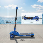 Trottinette électrique pour enfants 6+ ans, pliable 3 roues démarrage zéro, vitesse maximale 8 km/h 64 x 29 x 83 cm bleu