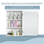 Badezimmer-Wandschrank mit Spiegel - Spiegelschrank - WC-Aufbewahrungsschrank - 1 Tür, 2 Ablagen - Glas MDF Weiß