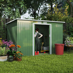 Abri de Jardin 3,6 m² Remise à Outils avec kit de fondation en Acier galvanisé avec Portes coulissantes Vert clair