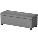Banc de rangement bout de lit en velours côtelé avec couvercle, pour salon, chambre, entrée, 112 x 42 x 40 cm, gris