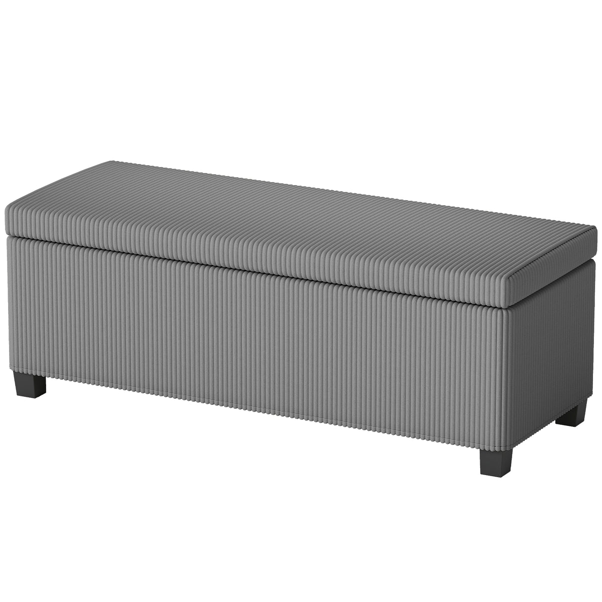 Banc de rangement bout de lit en velours côtelé avec couvercle, pour salon, chambre, entrée, 112 x 42 x 40 cm, gris