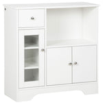 Buffet de cuisine moderne avec porte en verre, tiroir, grande niche et étagères réglables 80 x 30 x 82 cm blanc