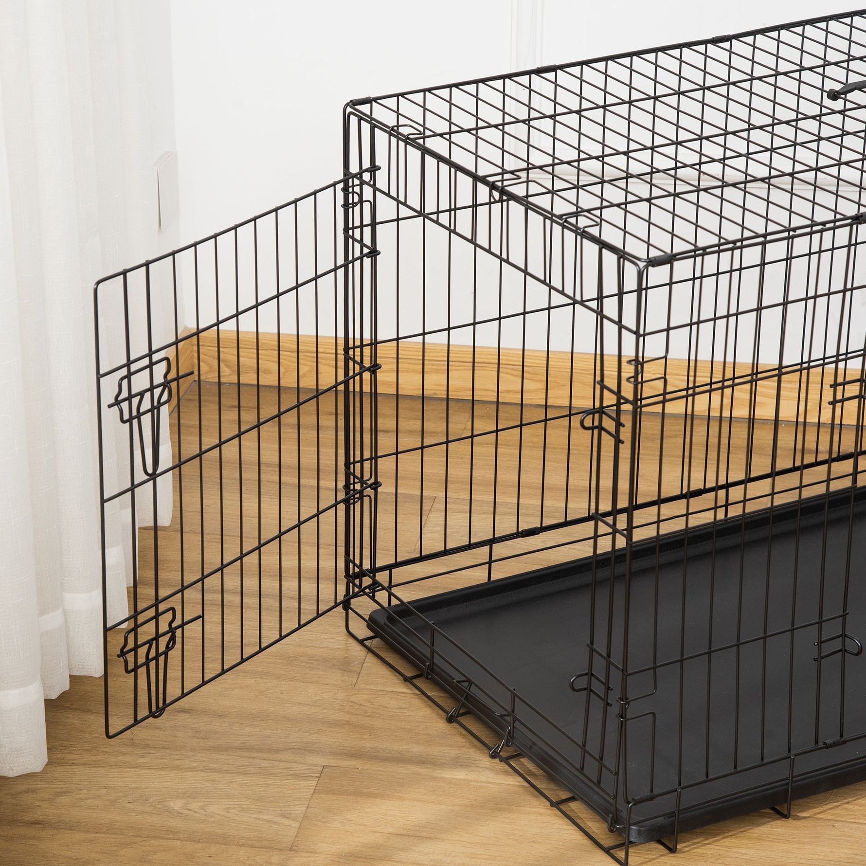 Lot de 2 cages pour chiens caisse de transport pliante pour chien en acier noir 92 x 57 x 62,5 cm