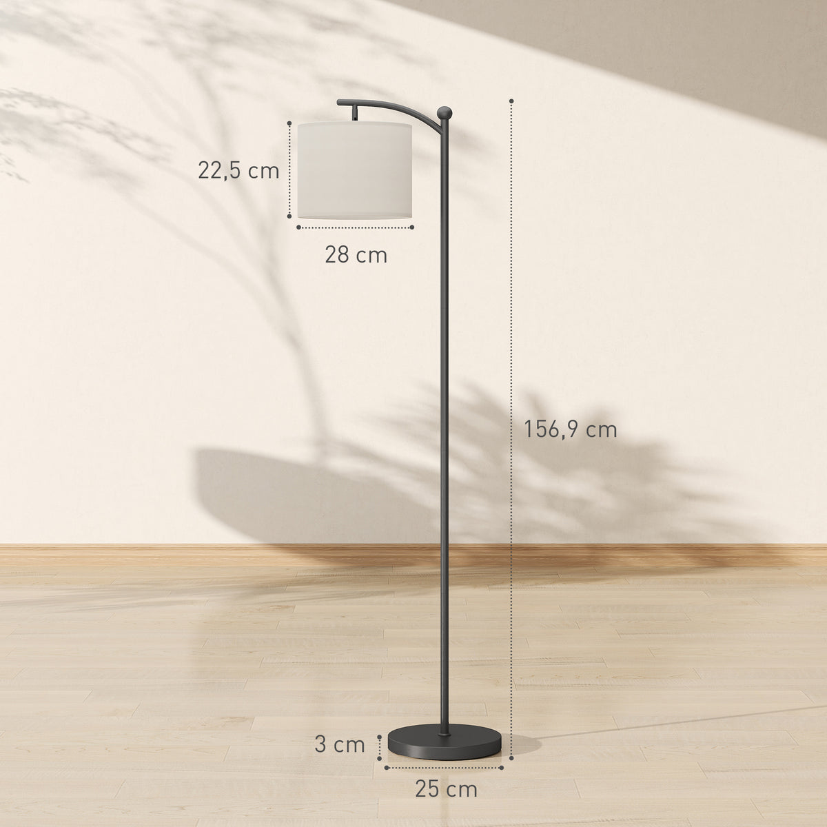 Lampadaire dimmable 2 températures de couleur avec télécommande, minuterie de 60 minutes, 160 cm, noir