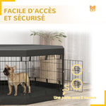 Parc pour chien enclos chien intérieur 8 panneaux pliables avec porte pour chiots acier 61l x 61H cm noir