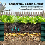 Lot de 2 Carrés Potagers de Jardin Rectangulaires, Tôle d'Acier Ondulée, 120 x 60 x 30,5 cm, Vert Foncé