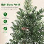 Sapin de Noël artificiel 60 cm, mini arbre de Noël de table floqué avec 35 LED, pommes de pin, fonctionne à piles, vert