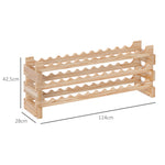 Casier à bouteilles pour 36 bouteilles, étagère à vin avec 3 niveaux modulable, 114×28×42,5cm, bois naturel