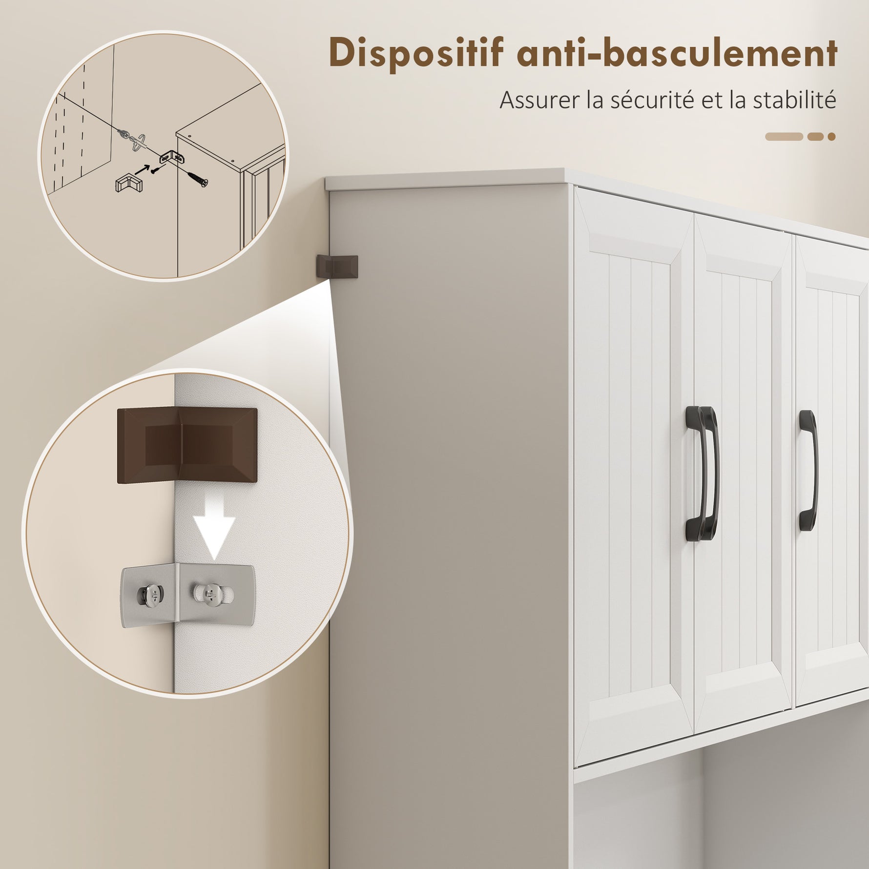 Buffet Haut Cuisine Moderne, 6 Portes, 1 tiroir, 1 Compartiment Ouvert, Étagères Réglables, 100 x 39,5 x 180,5 cm, Blanc