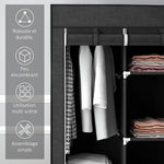 Armoire penderie multi-rangement - 8 étagères, 2 barres - non tissé noir
