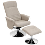 Fauteuil relax inclinable 135° pivotant 360° avec repose-pieds revêtement tissu beige