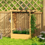 Jardinière surélevée avec treillis latéral et supérieur, bac à fleurs trous de drainage, 110x44x113cm, bois naturel