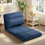 Fauteuil de sol canapé paresseux fauteuil convertible en lit inclinable 90° à 180° tissu - 70 x 72 x 56 cm - bleu foncé