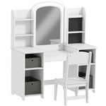 Coiffeuse pour enfants avec tabouret et miroir LED, table de maquillage pour 3 à 8 ans, 104 x 40 x 112 cm, blanc