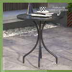 Table de Bistrot Ronde Ø 66 cm en Acier Galvanisé avec Plateau à Lattes pour Terrasse, Balcon, Noir