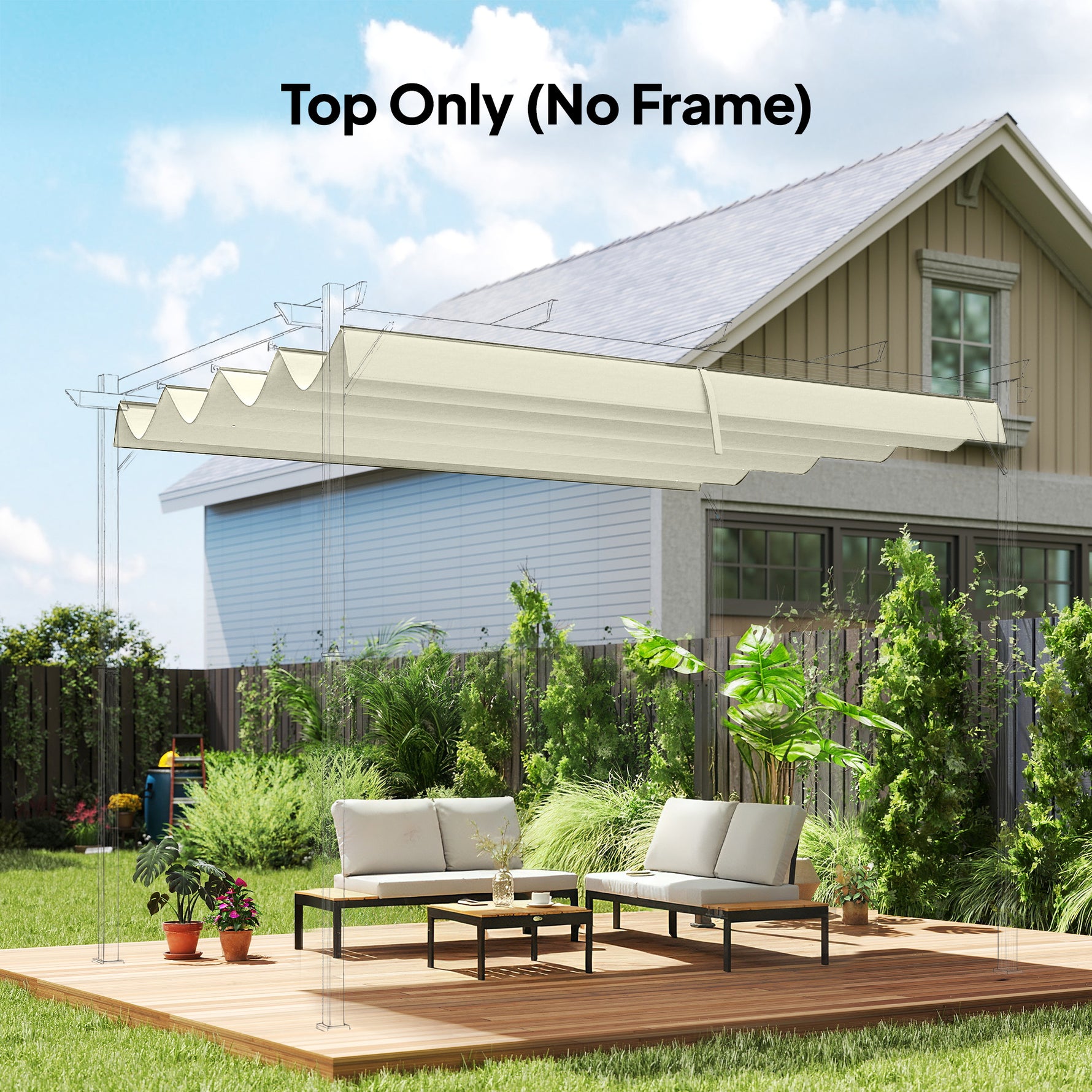 Toile de toit de rechange pour pergola toile de remplacement protection solaire Anti-UV 30+ pour pergola de 3 x 2 m