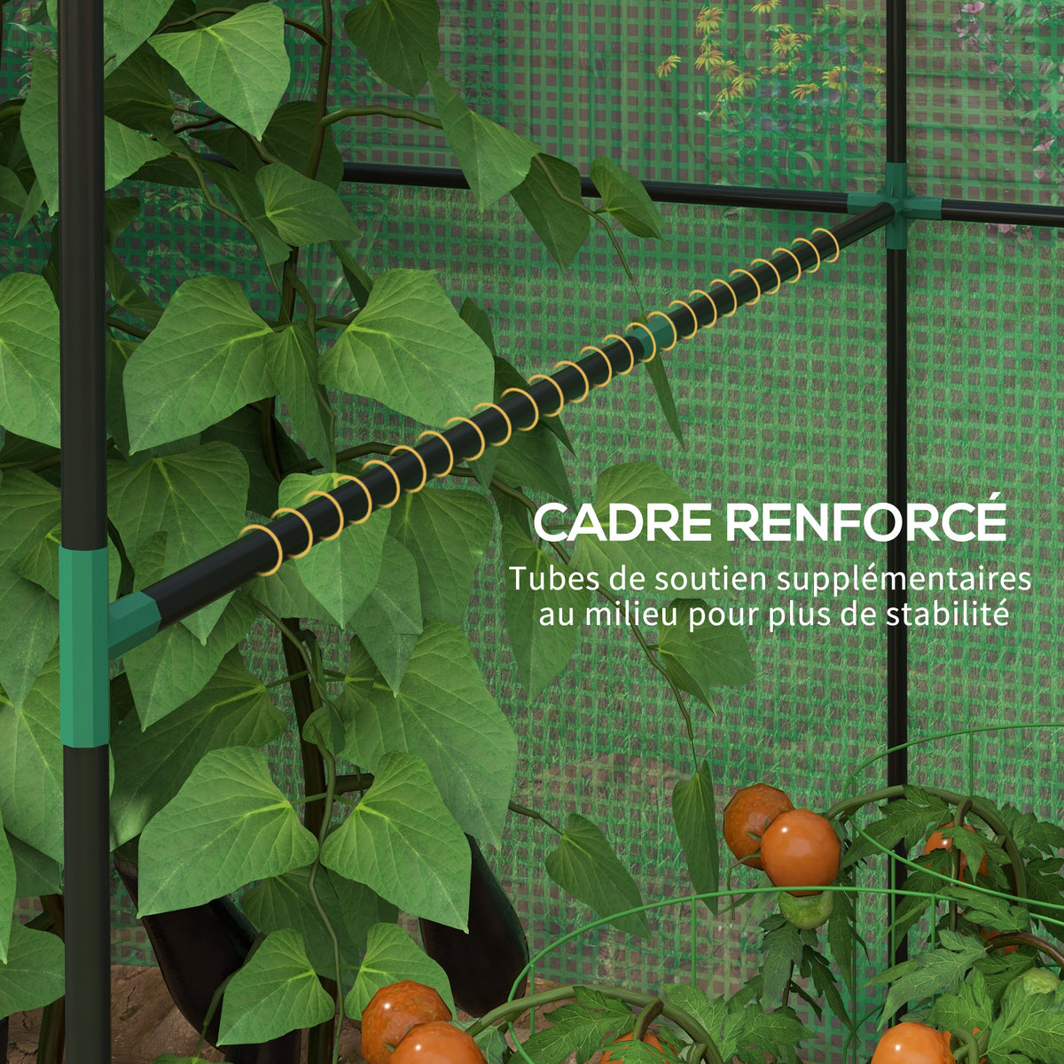 Serre de jardin 2,8m² avec 1 grande porte enroulable et 2 fenêtres, dim. 200L x 140l x 200H cm, vert