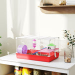 Cage hamster, cage rongeur à 2 niveaux, base amovible nettoyage facile, cabane, roue d'exercice, 47 x 30 x 27 cm, blanc