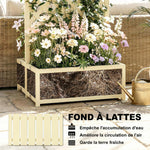 Jardinière avec Treillis Carré Potager Bois Pliable Double Bac à Fleurs pour Plantes Grimpantes 73 x 70 x 170 cm Naturel