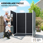 Abri de Jardin en Résine Cabanon de Rangement Double Porte 3 Fenêtres et 2 Aérations Anti-UV avec Plancher 3,3 m² Gris