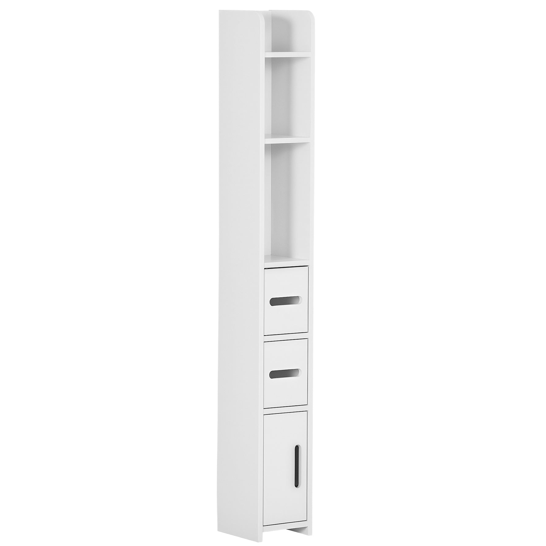 Meuble colonne de salle de bain armoire toilette haute avec étagères et placards - 15 x 17 x 120 cm blanc