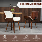 Lot de 2 chaises de salle à manger style vintage assise revêtement synthétique 54 x 53 x 81 cm blanc marron