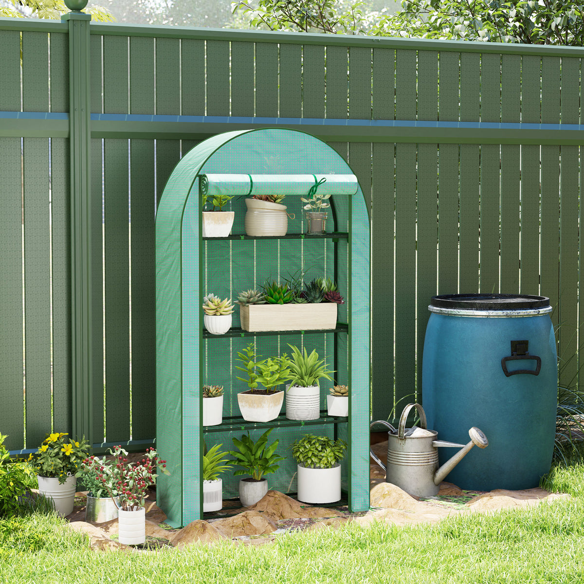 Serre de jardin serre de balcon avec étagères à 4 niveaux, bâche en PE pour légumes, plantes,105 x 45 x 160 cm, vert