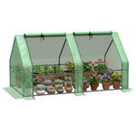 Mini Serre de Jardin Mini Serre Tunnel 180L x 90l x 90H cm Toit Pointu Acier PE Haute Densité 140 g/m² Anti-UV Fenêtres avec Zip Enroulables Vert