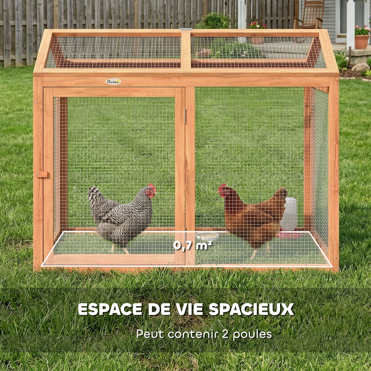 Enclos Poulailler en Bois avec Perchoir et Doubles Portes, Poulailler modulable pour jardin 104 x 70,5 x 84 cm, Orange