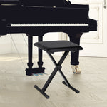 Klappbarer Klavierhocker, höhenverstellbare Klavierbank von 37 bis 47 cm, gepolsterter PU-Sitz und rutschfeste Metallbeine, 100 kg belastbar, schwarz