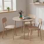 Folding dining table with 2 drop leaves - extendable round table - space-saving with wooden legs Ø89 x 73.5H cm