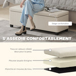 Banc de rangement bout de lit en velours côtelé avec couvercle, pour salon, chambre, entrée, 112 x 42 x 40 cm, beige