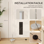 Lampadaire LED, lampadaire sur pied salon à intensité variable, télécommande, interrupteur à pied, Ø20x150cm, argent