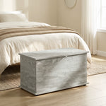 Coffre de Rangement, Banc de Rangement avec Couvercle Rabattable et Charnières de Sécurité, 80 x 40 x 45 cm, Gris