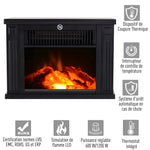 Cheminée électrique à Effet de Flamme poêle Style Contemporain Thermostat 600-1200 W Noir