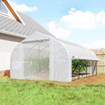 Serre tunnel de jardin 12 m², serre de jardin tunnel avec porte et 8 fenêtres, bâche PE 140 g/m² 400 x 200 x 200cm blanc