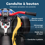 Quad électrique enfants voiture électrique enfants 12V 3 roues 2 moteurs lecteur MP3, klaxon, 2 vitesses 3-5 km/h jaune