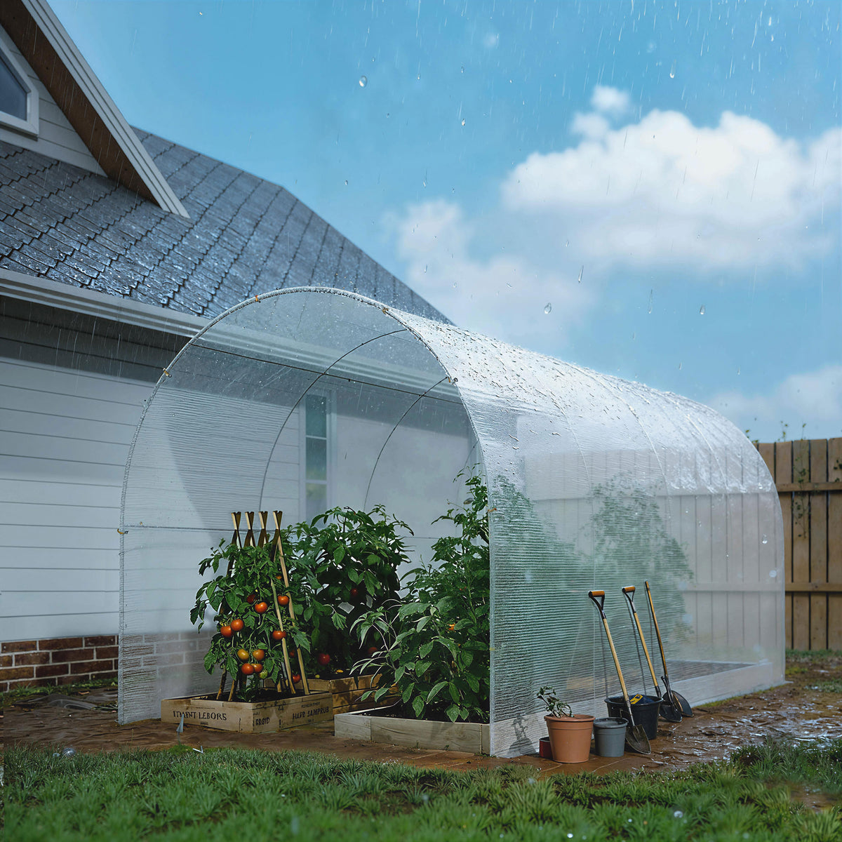 Telo di protezione 6x4 m in PE 140 g/m² con 20 occhielli rinforzati, telo impermeabile anti-UV per giardino e piscina, bianco