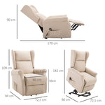 Fauteuil releveur inclinable avec Repose-Pied Fauteuil de Relaxation électrique Ajustable Lin Crème